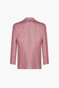 Blazer à surpiqûres en lin - Rose