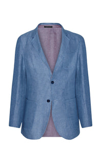 Blazer texturé mat en lin - Bleu & Bordeaux
