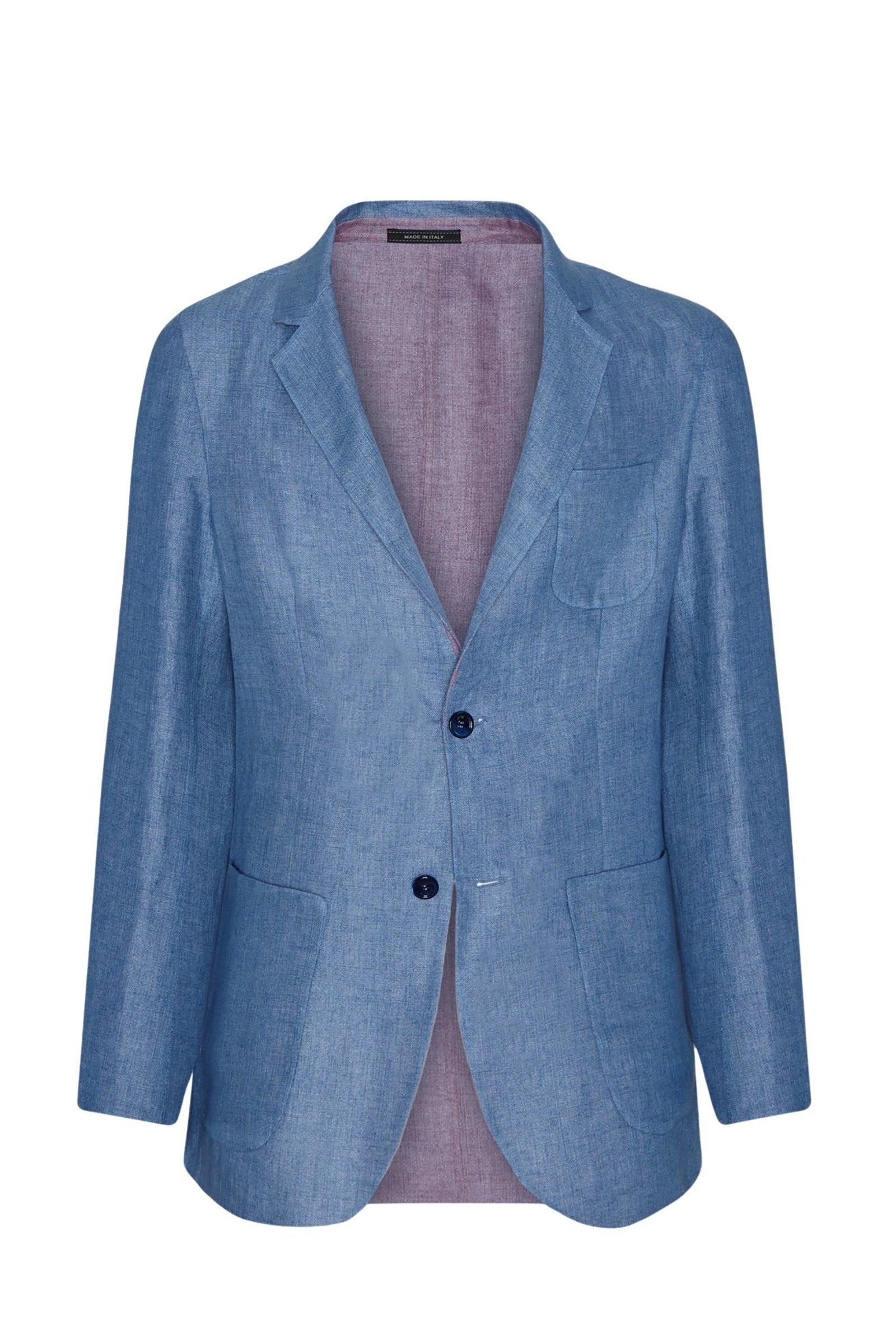 Blazer texturé mat en lin - Bleu & Bordeaux