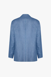 Blazer texturé mat en lin - Bleu & Bordeaux