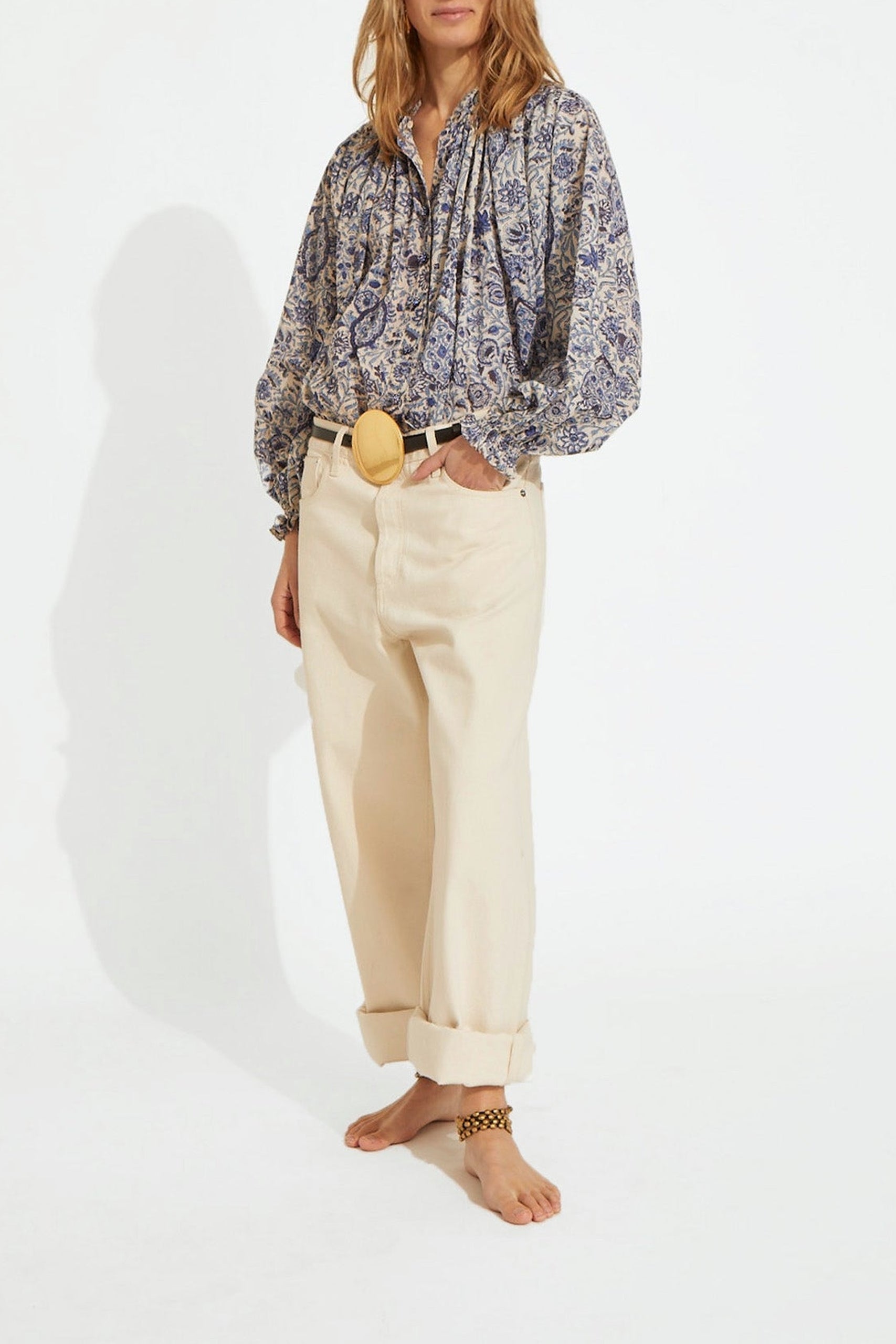 Blouse Olive fleurie à manches longues - Blue