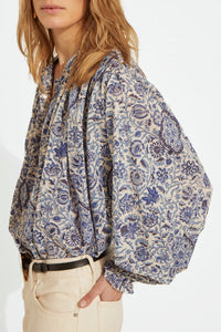 Blouse Olive fleurie à manches longues - Blue
