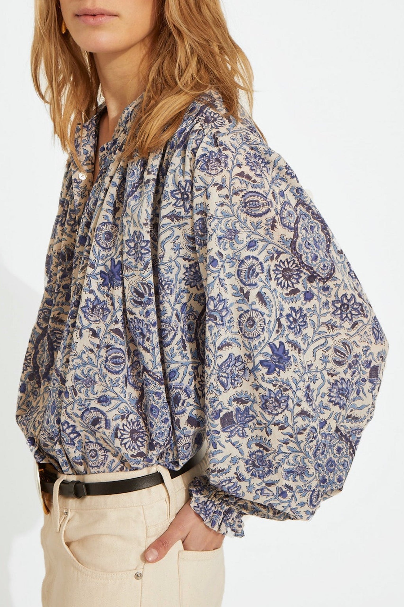 Blouse Olive fleurie à manches longues - Blue