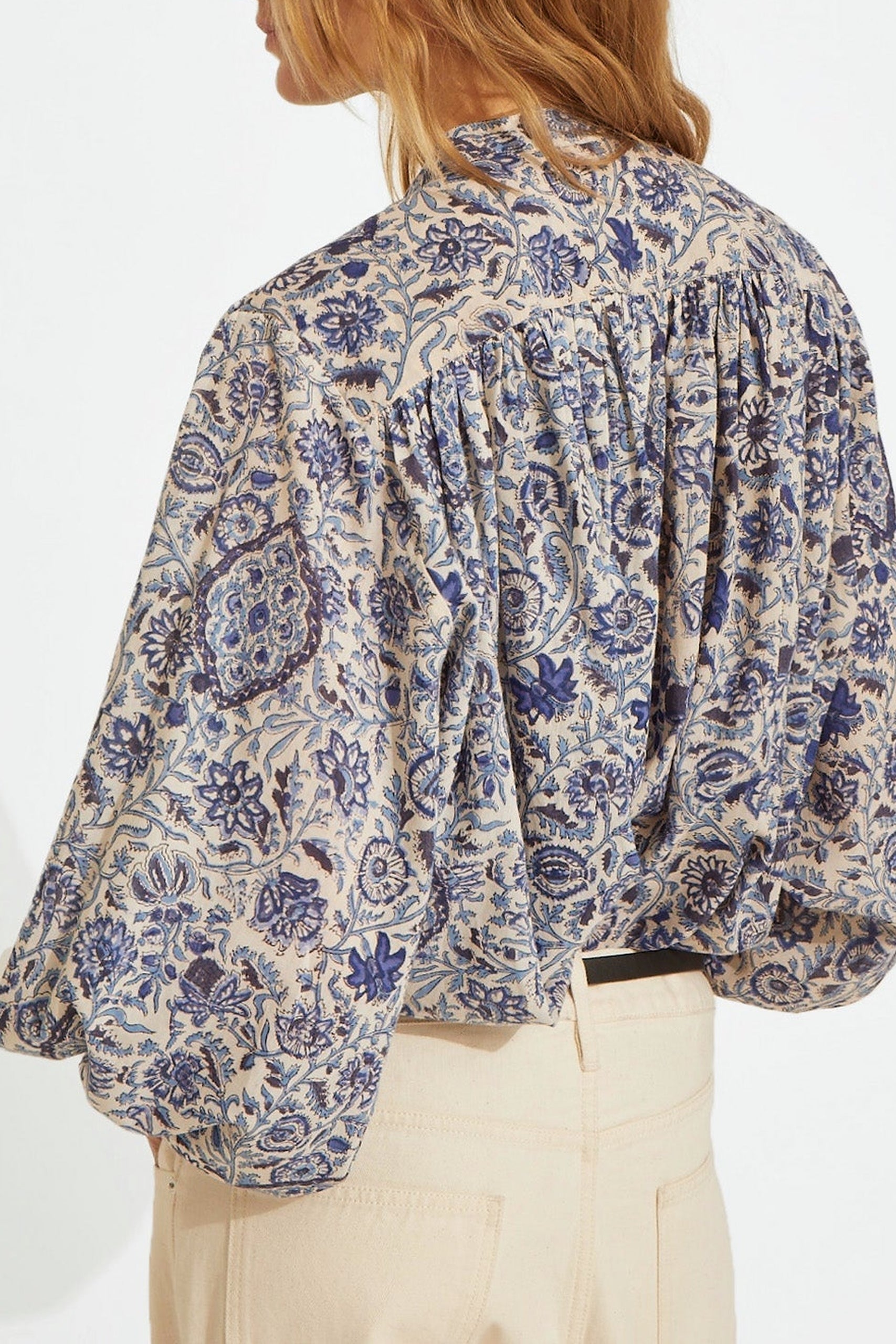 Blouse Olive fleurie à manches longues - Blue