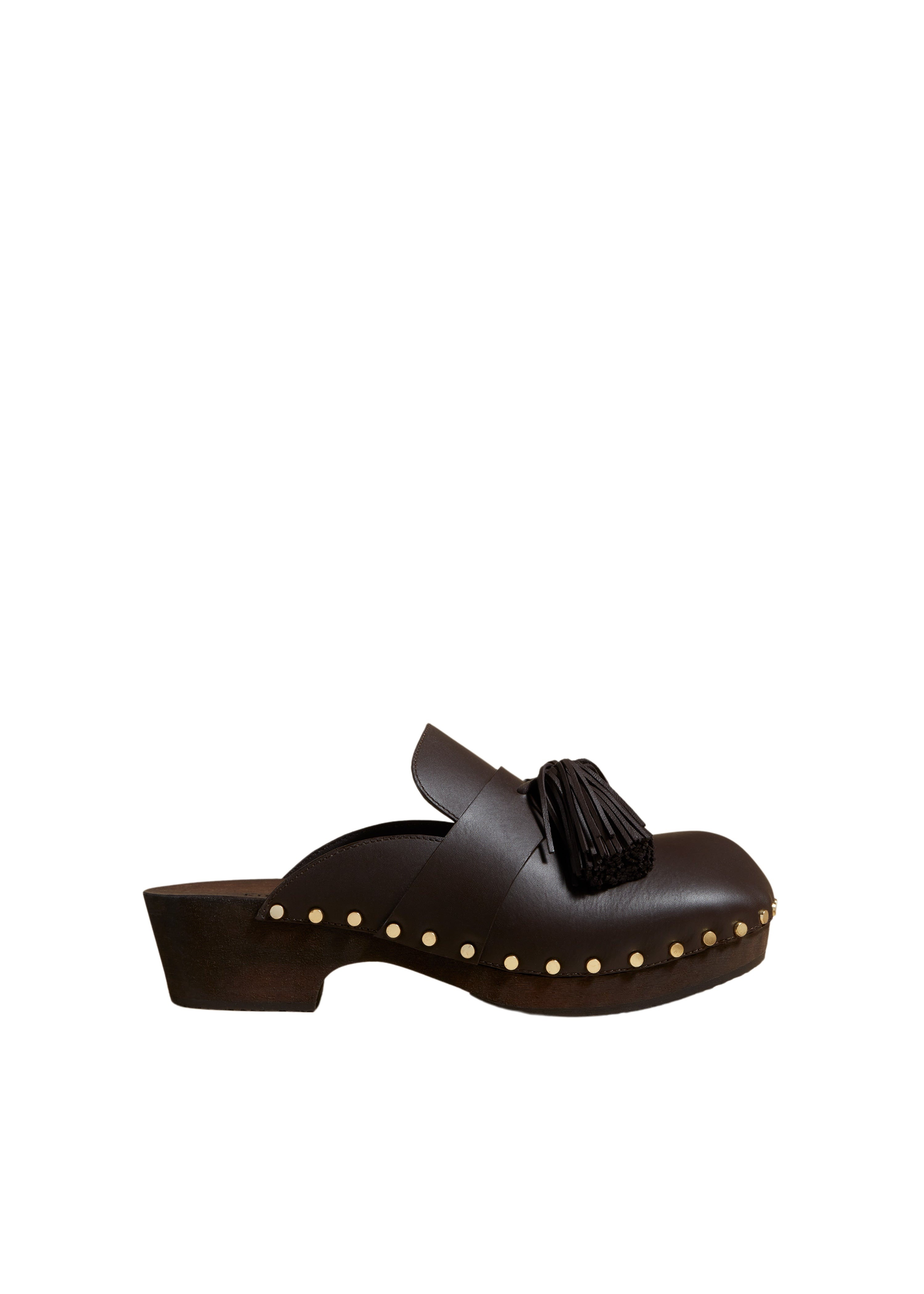 Oliver clog in leather - Dark Brown