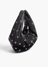Black Medium Olivia Hobo In Black Pebbled Leather With Grommets - Black