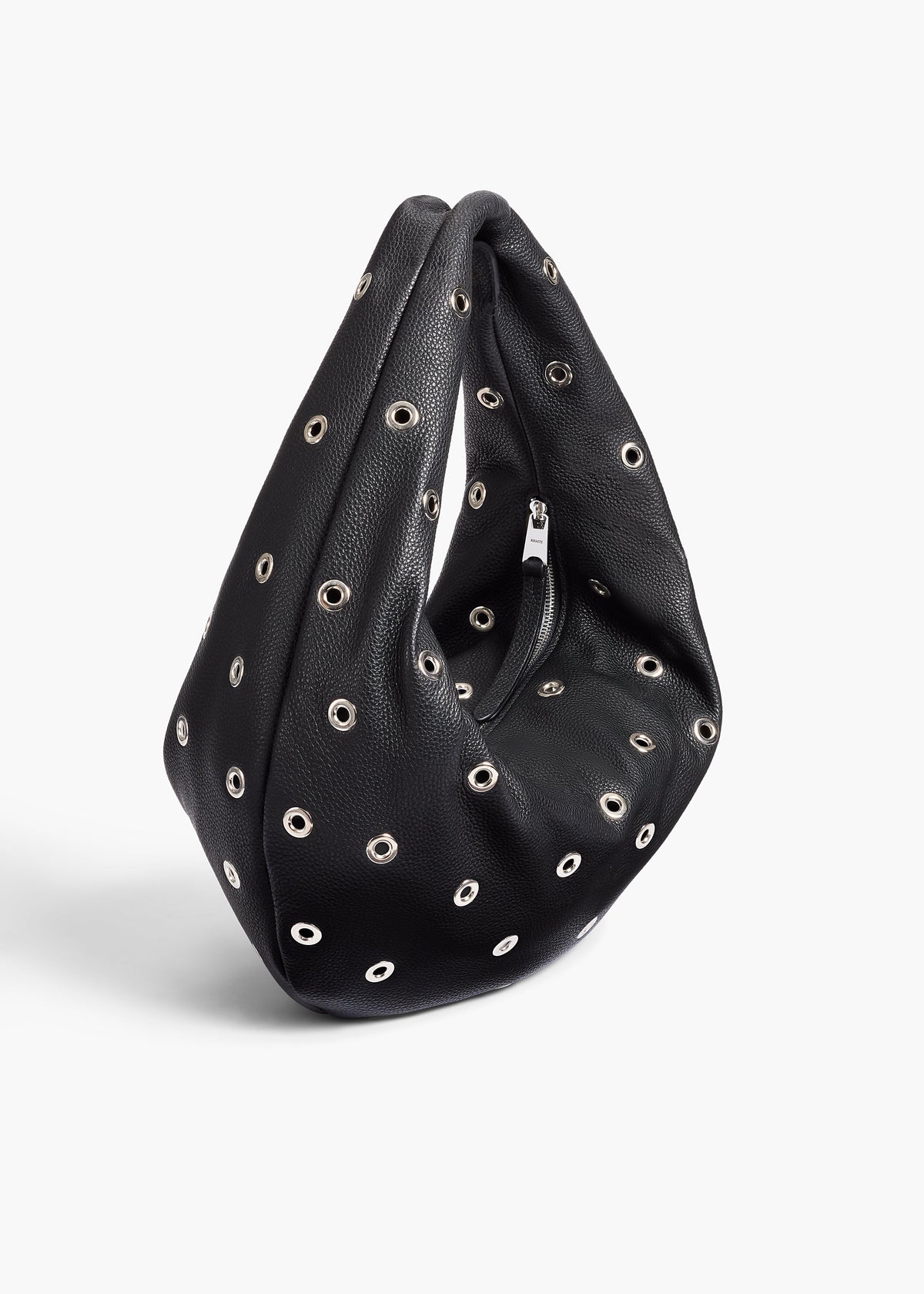 Black Medium Olivia Hobo In Black Pebbled Leather With Grommets - Black