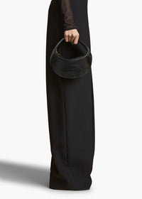 Black Small Olivia Hobo With Hardware In Black Crackle Patent Leather - Black