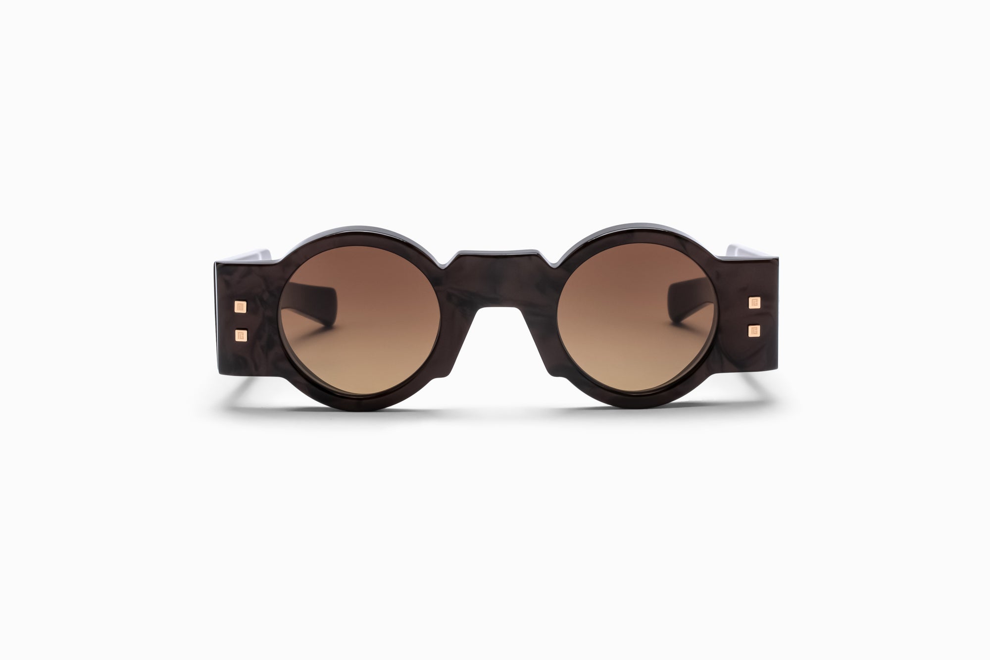 Leather Brown White Gold OLIVIER Lunettes de soleil