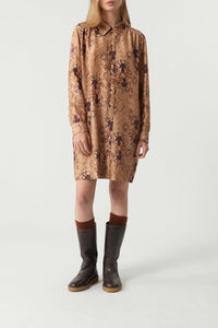 BEIGE/PRUNE ROBE CHAINE & TRAME OMBELINE