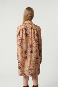 BEIGE/PRUNE ROBE CHAINE & TRAME OMBELINE