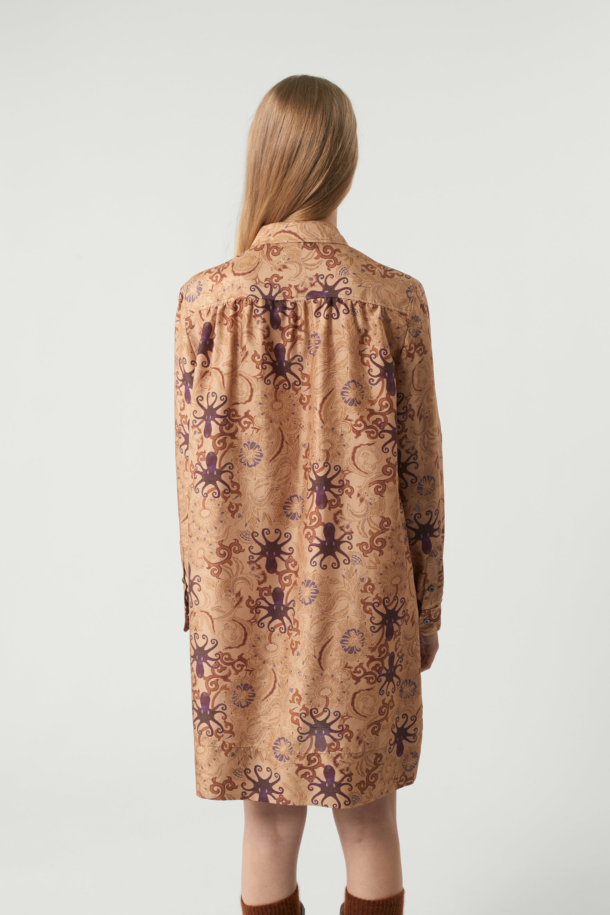 BEIGE/PRUNE ROBE CHAINE & TRAME OMBELINE