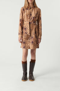 BEIGE/PRUNE ROBE CHAINE & TRAME OMBELINE