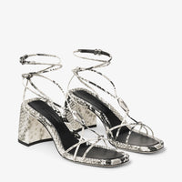 Sandales Onyxia 70 à imprimé serpent en cuir - Roccia & Antique Silver