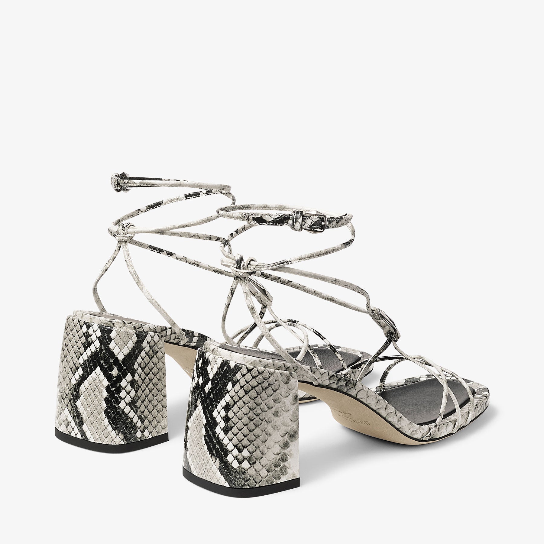 Sandales Onyxia 70 à imprimé serpent en cuir - Roccia & Antique Silver