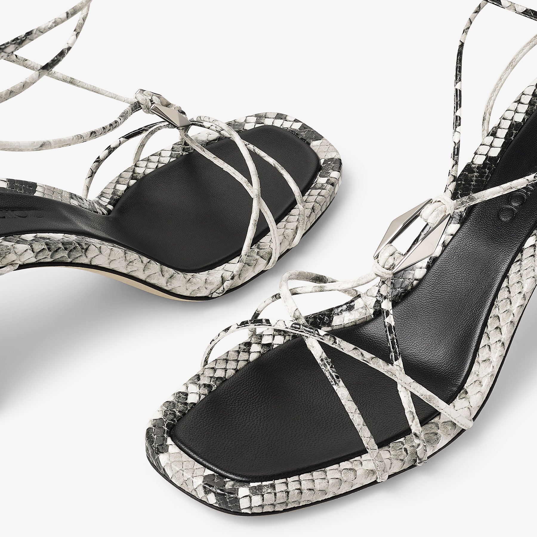 Sandales Onyxia 70 à imprimé serpent en cuir - Roccia & Antique Silver