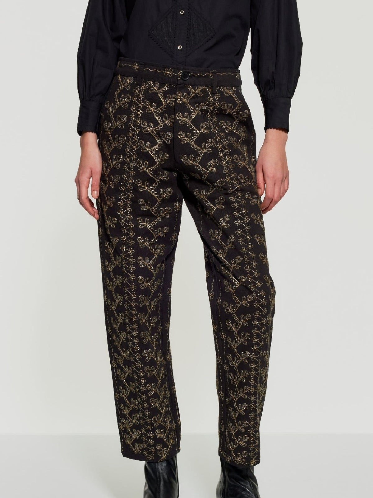 Pantalon brodé Oriane - Black