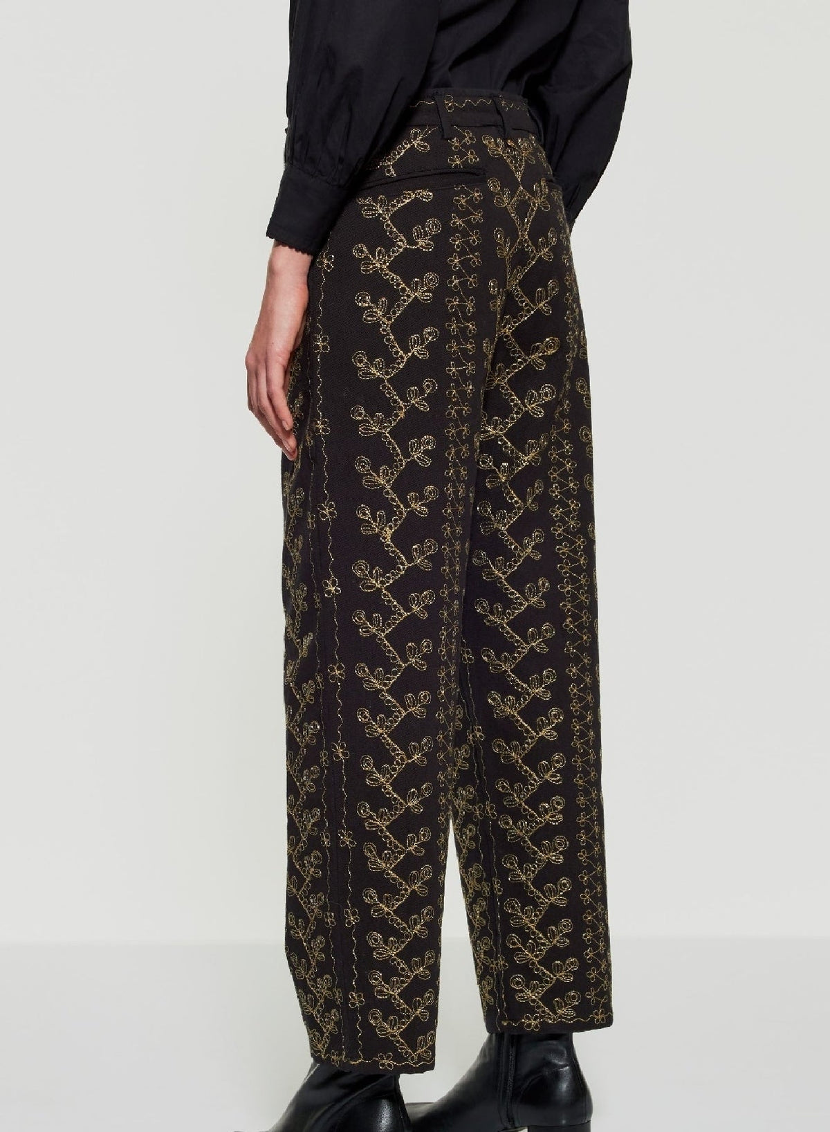 Pantalon brodé Oriane - Black