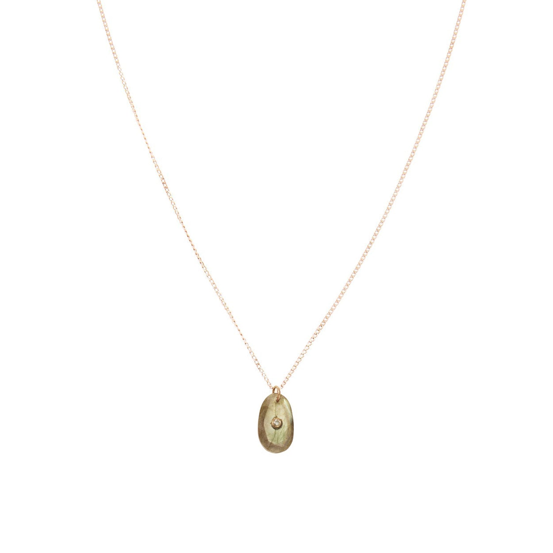 Collier Orso en or jaune avec diamant - Labradorite