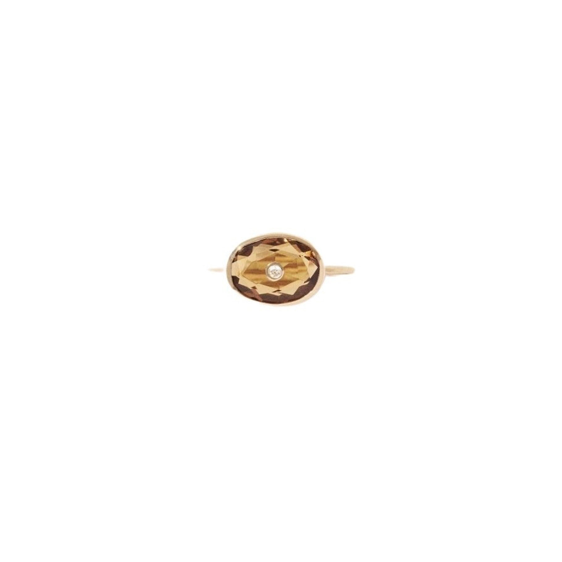 Orso ring in yellow gold set with diamonds - Honey Quartz