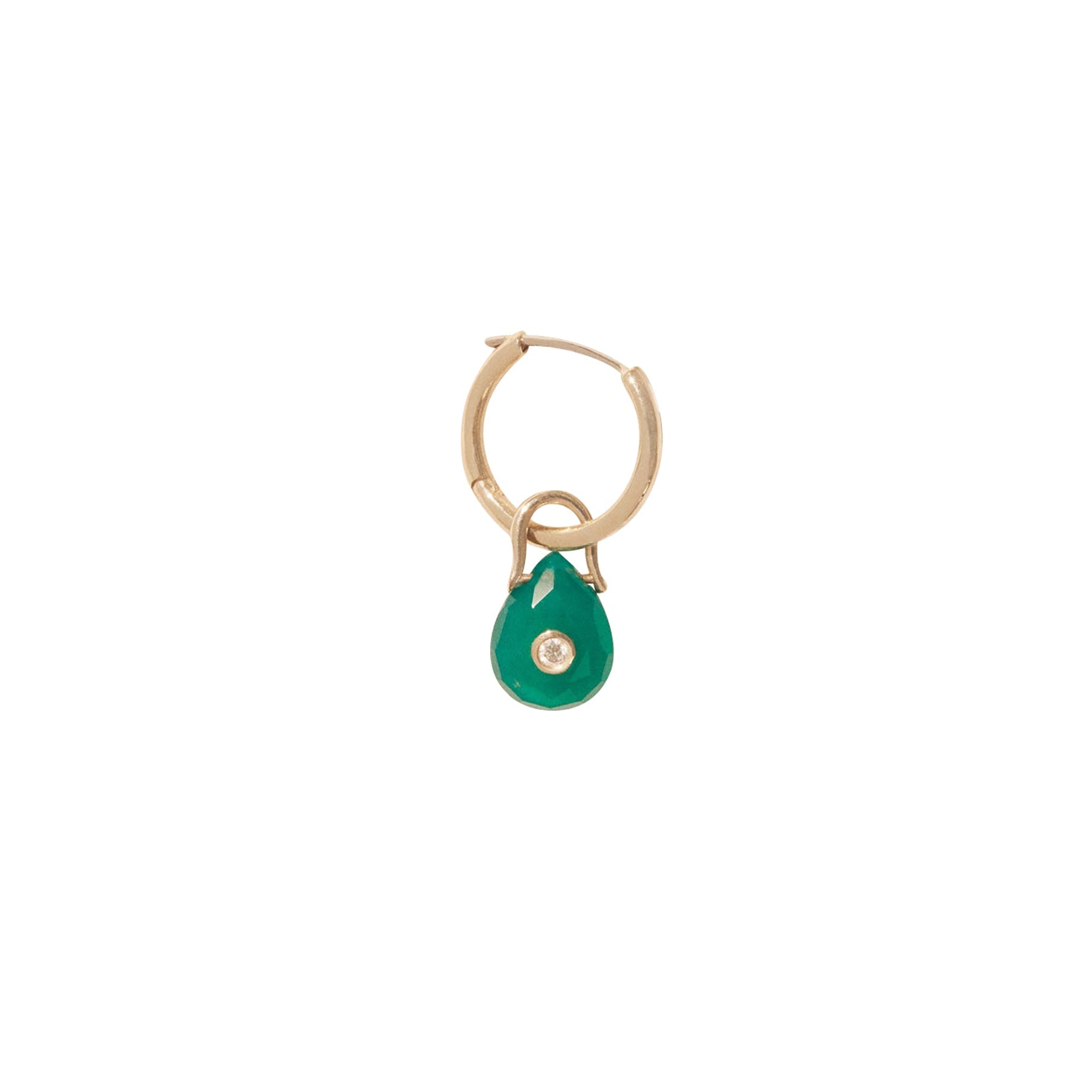Mono boucle d'oreille Orso en or jaune sertie de diamant - Green Onyx
