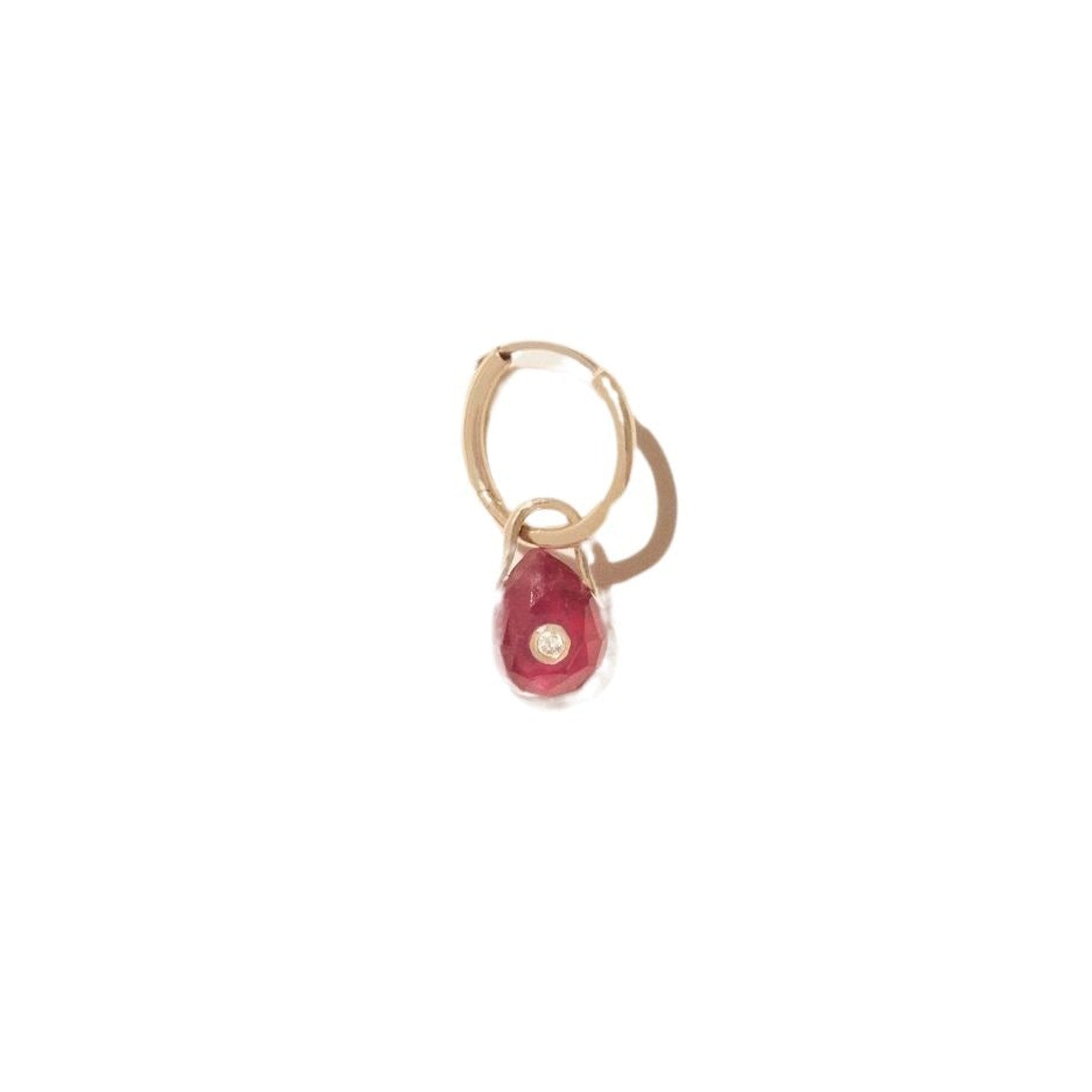 Mono boucle d'oreille Orso en or jaune sertie de diamant - Rubis