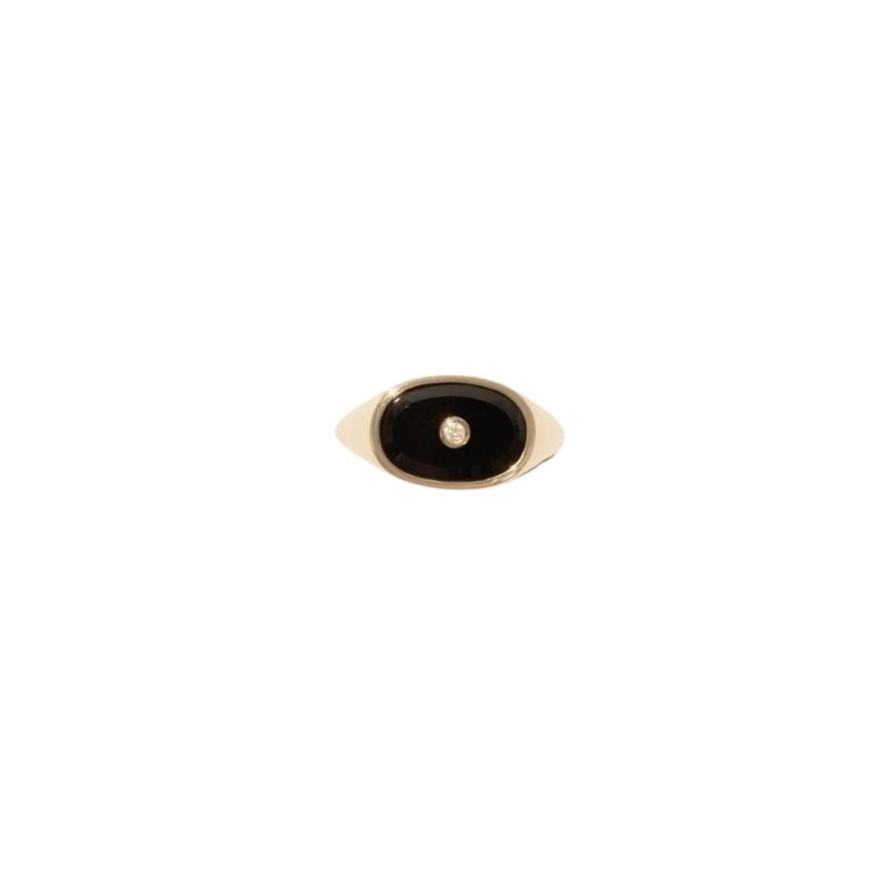 Chevalière Orso en or jaune sertie de diamant - Black Onyx