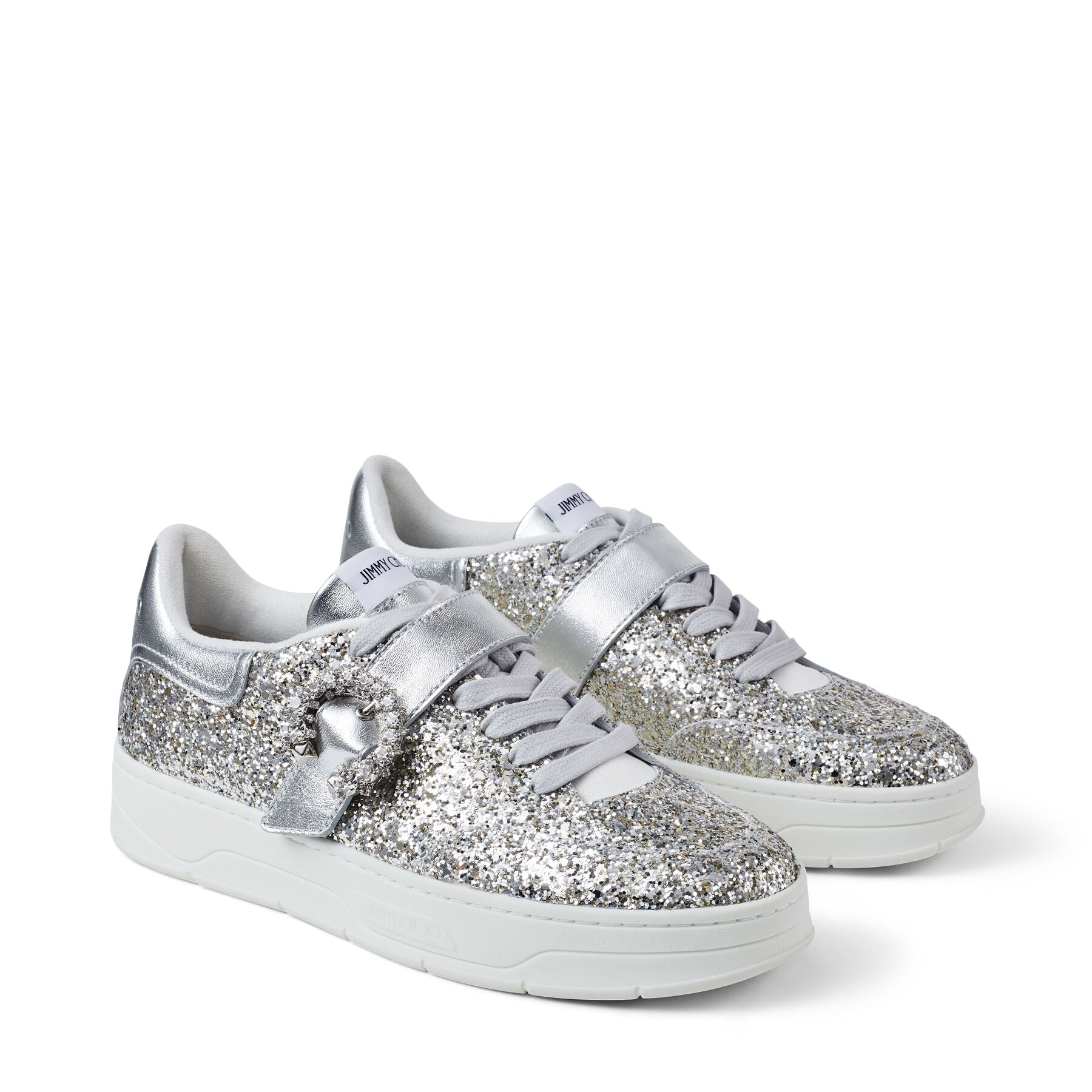 Osaka Lace Up Sneakers - Platinum, Silver & Crystal