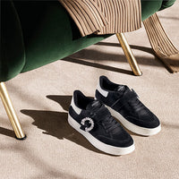 Sneakers Osaka en cuir - Black, White & Crystal