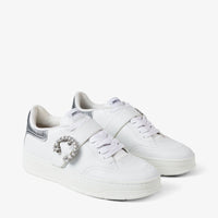 Osaka trainers in leather and leather with crystals - White, Silver & Crystal