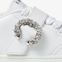 Osaka trainers in leather and leather with crystals - White, Silver & Crystal