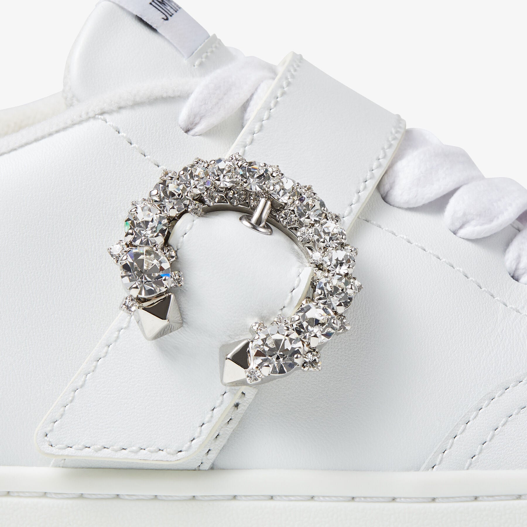 Osaka trainers in leather and leather with crystals - White, Silver & Crystal