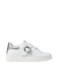 Osaka trainers in leather and leather with crystals - White, Silver & Crystal