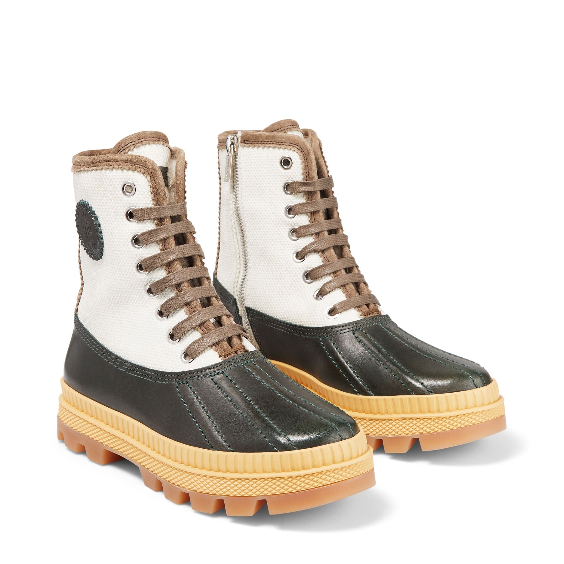Oskar leather boots - Sea Green & Latte