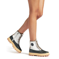 Oskar leather boots - Sea Green & Latte