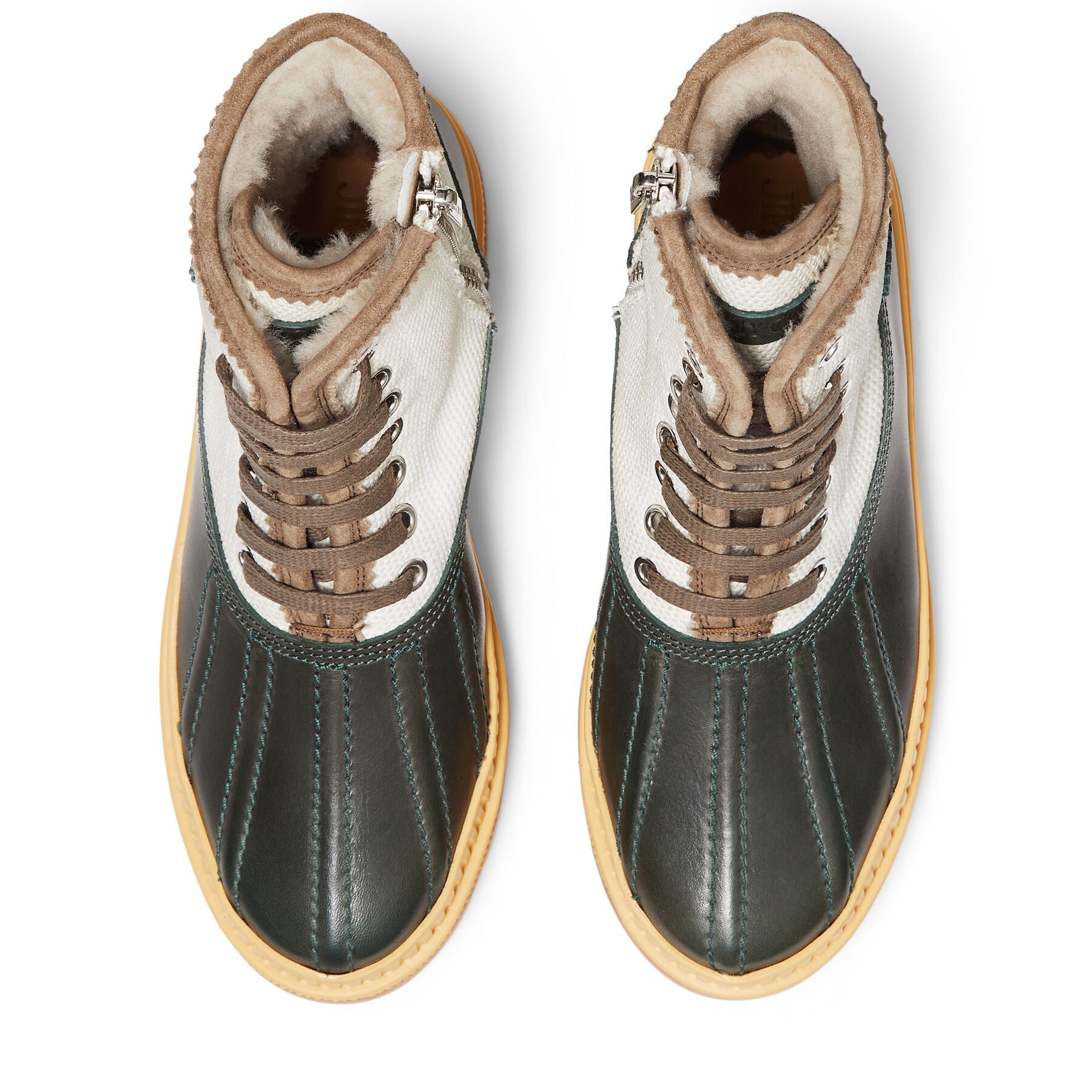 Oskar leather boots - Sea Green & Latte