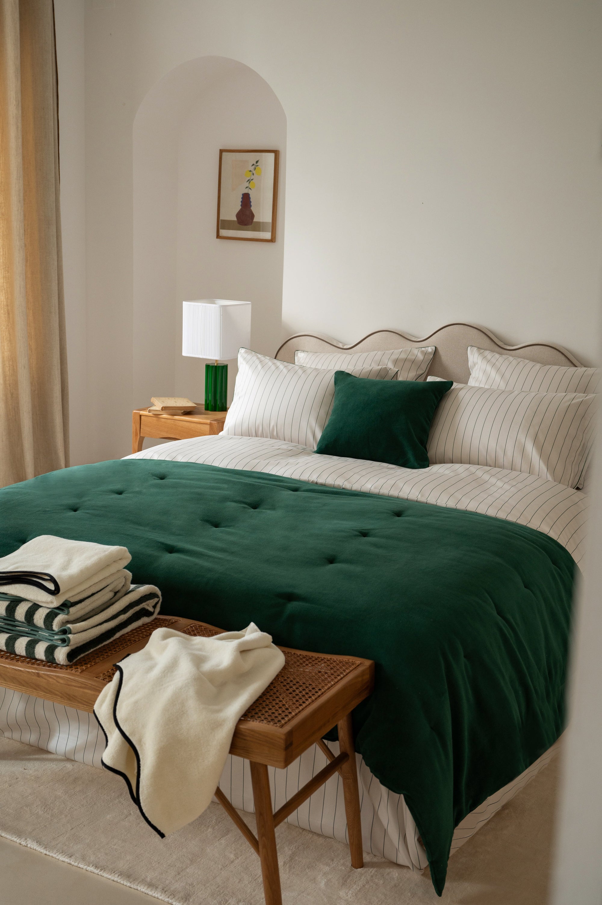 Housse de couette en satin de coton - Vert Forêt