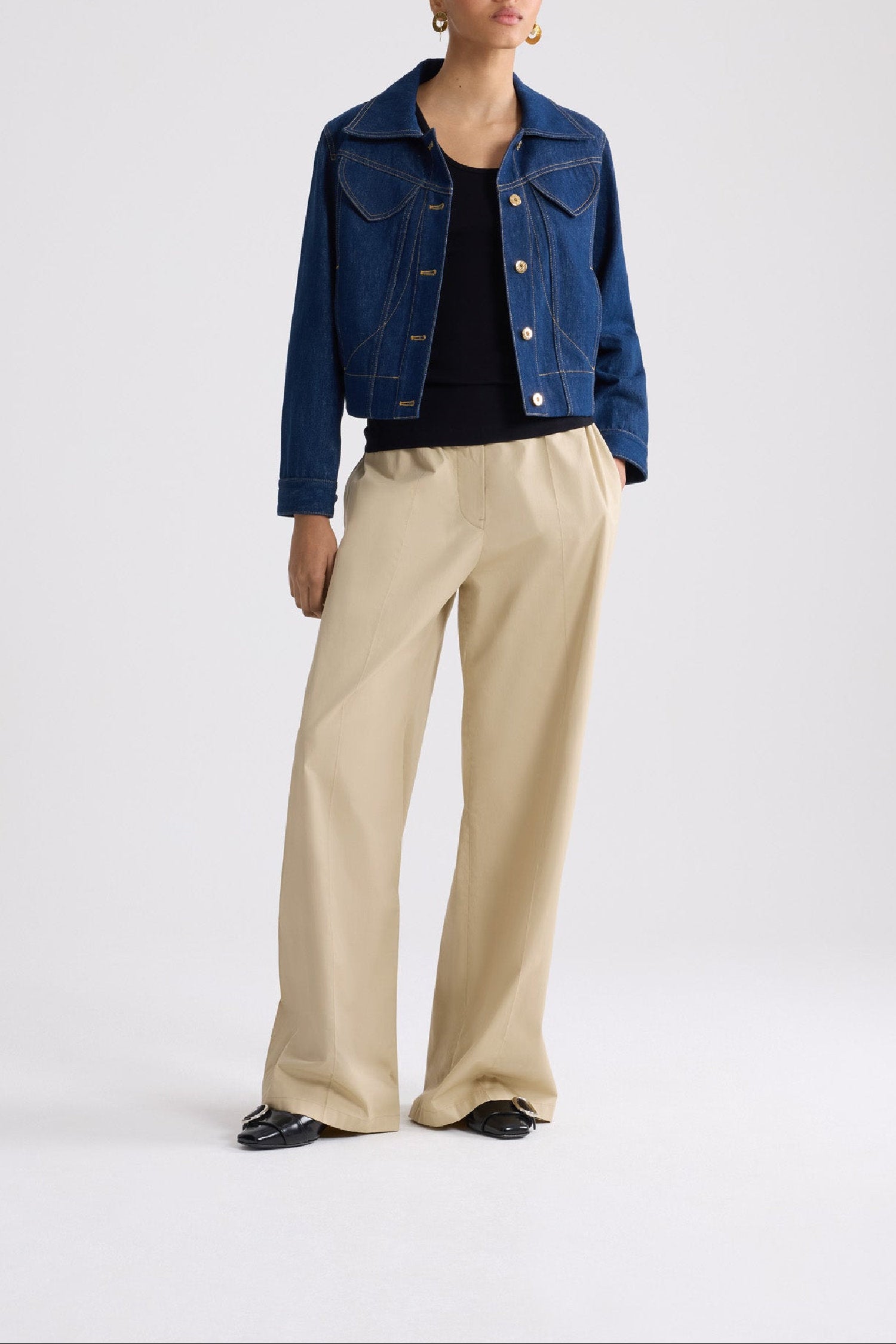 Veste à logo brodé en denim - Bleu