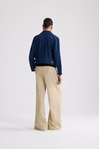 Veste à logo brodé en denim - Bleu