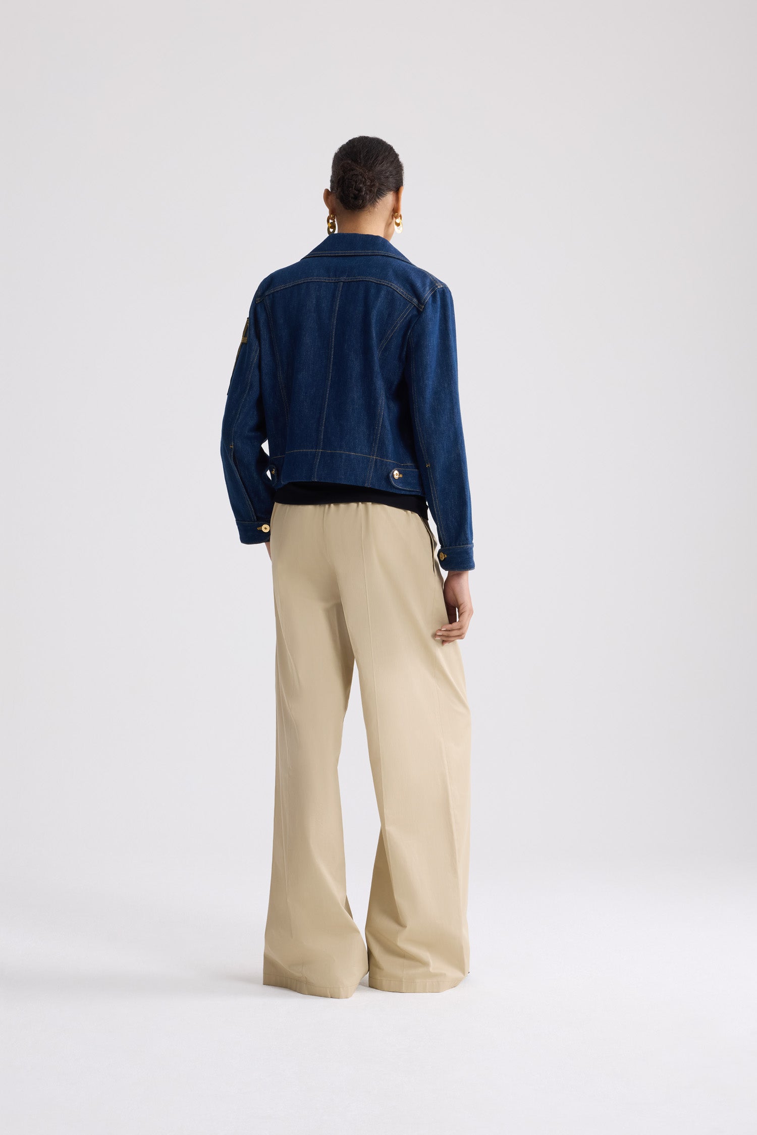 Veste à logo brodé en denim - Bleu