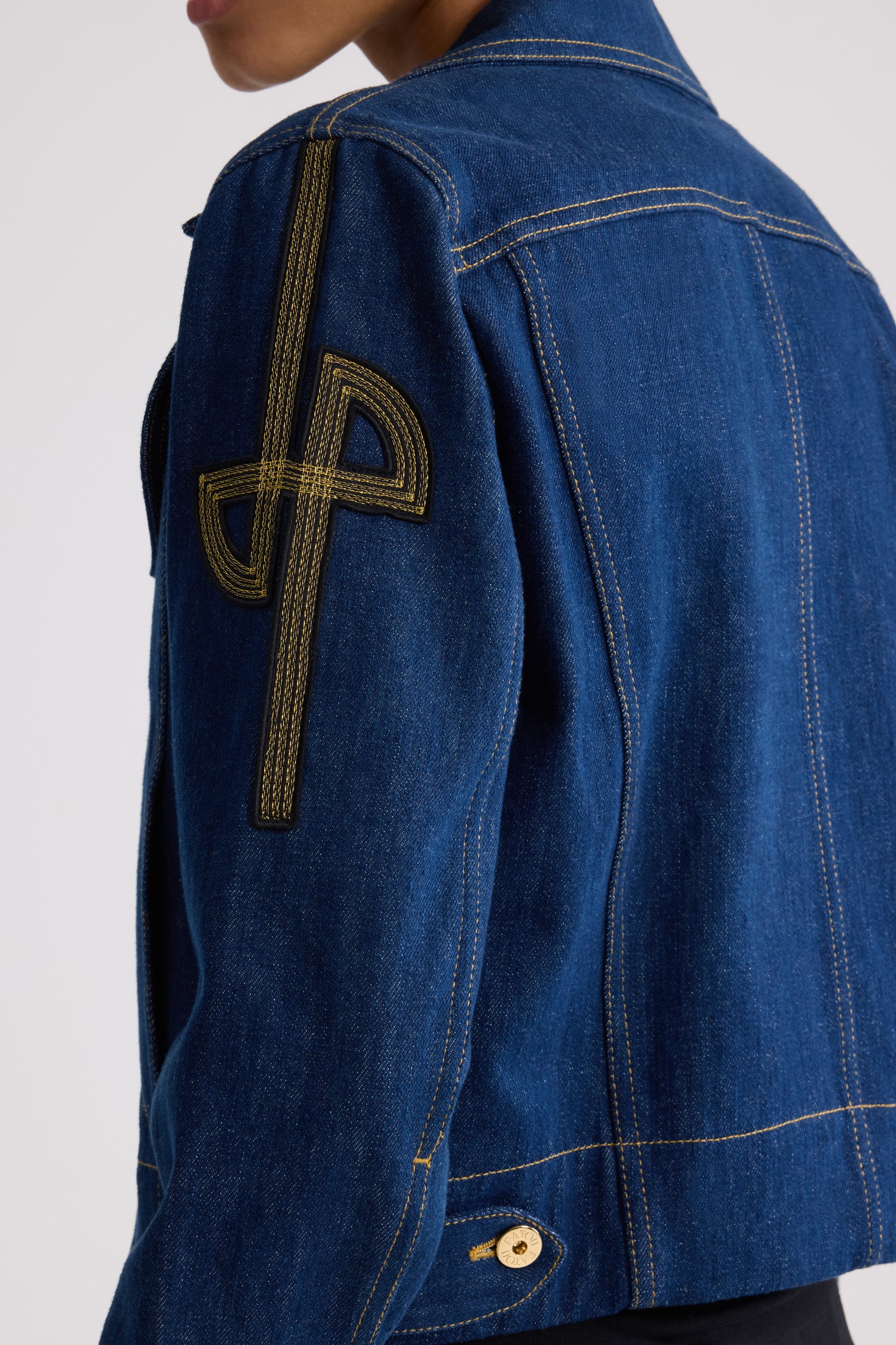 Veste à logo brodé en denim - Bleu