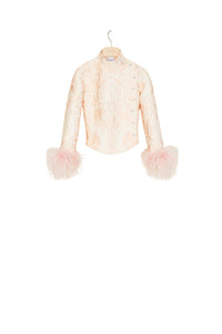 Jacquard jacket with feathers - Peach Blossom