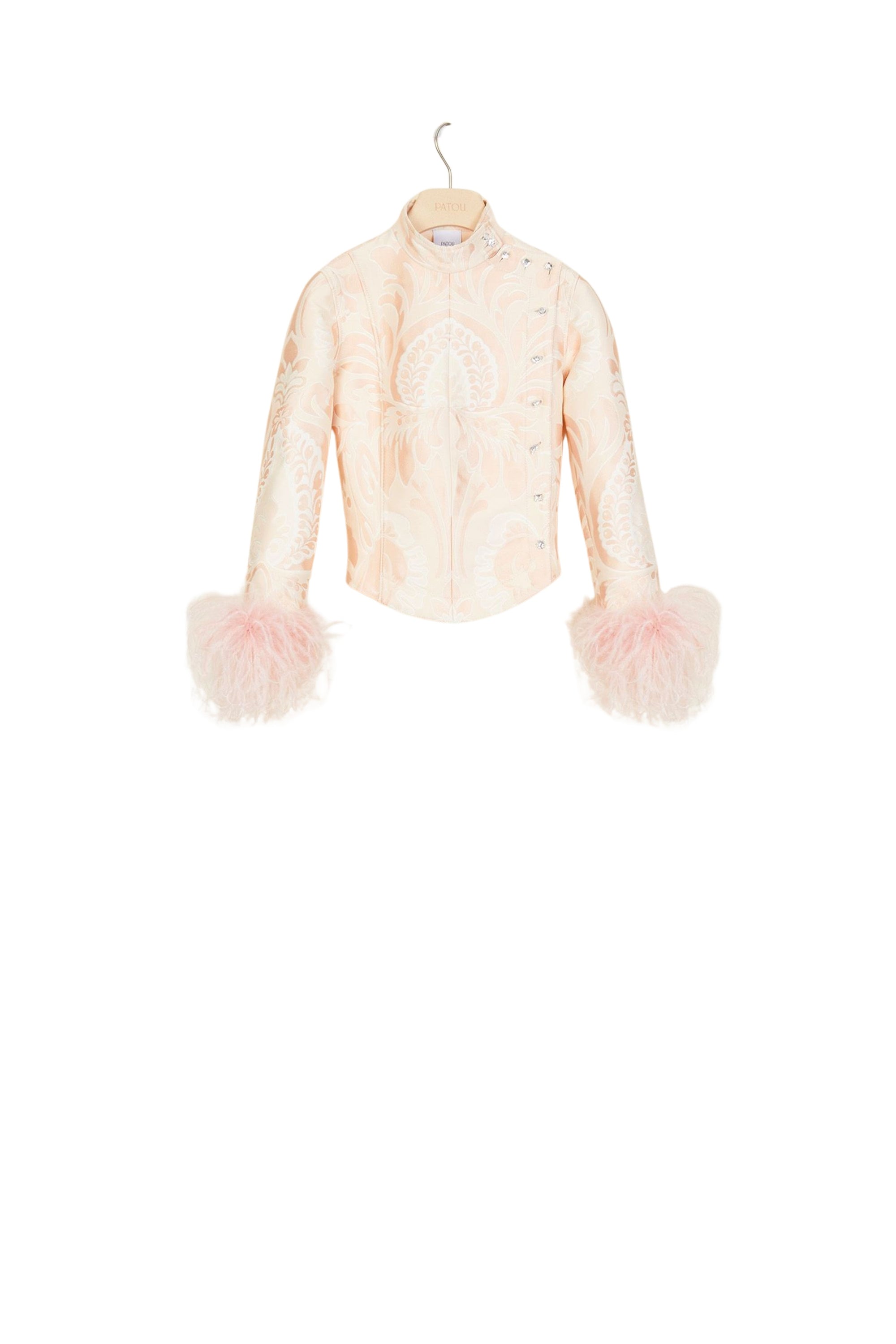 Jacquard jacket with feathers - Peach Blossom