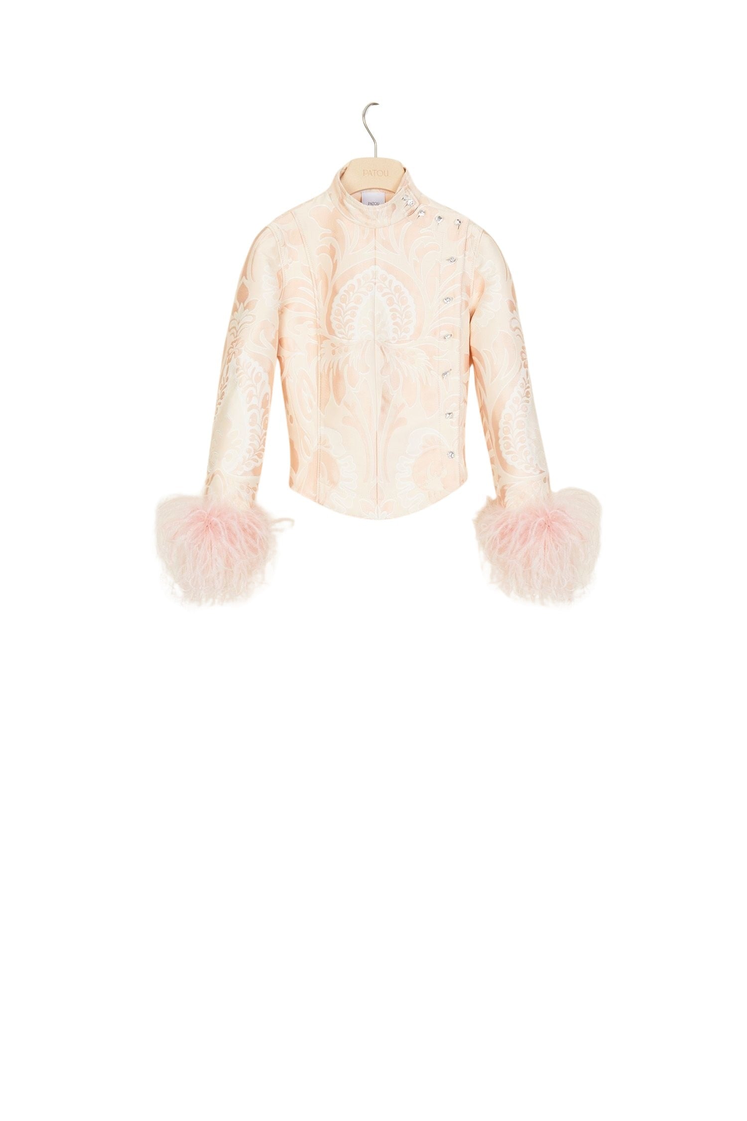 Veste en jacquard avec plumes - Fleur de Pêche