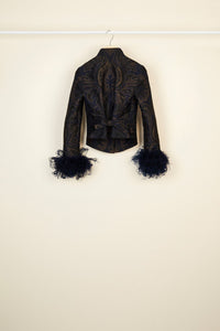 Veste en jacquard avec plumes - Imprimé Marine