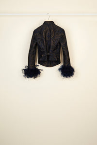 Jacquard jacket with feathers
  - Amber
