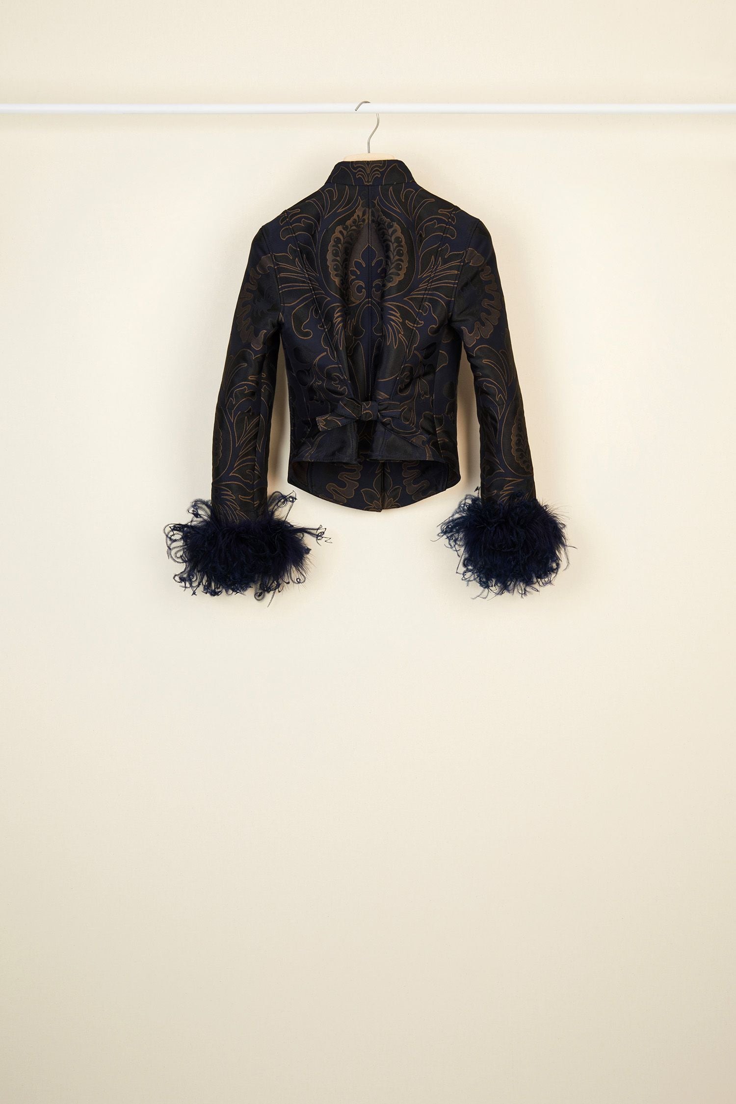 Jacquard jacket with feathers
  - Amber