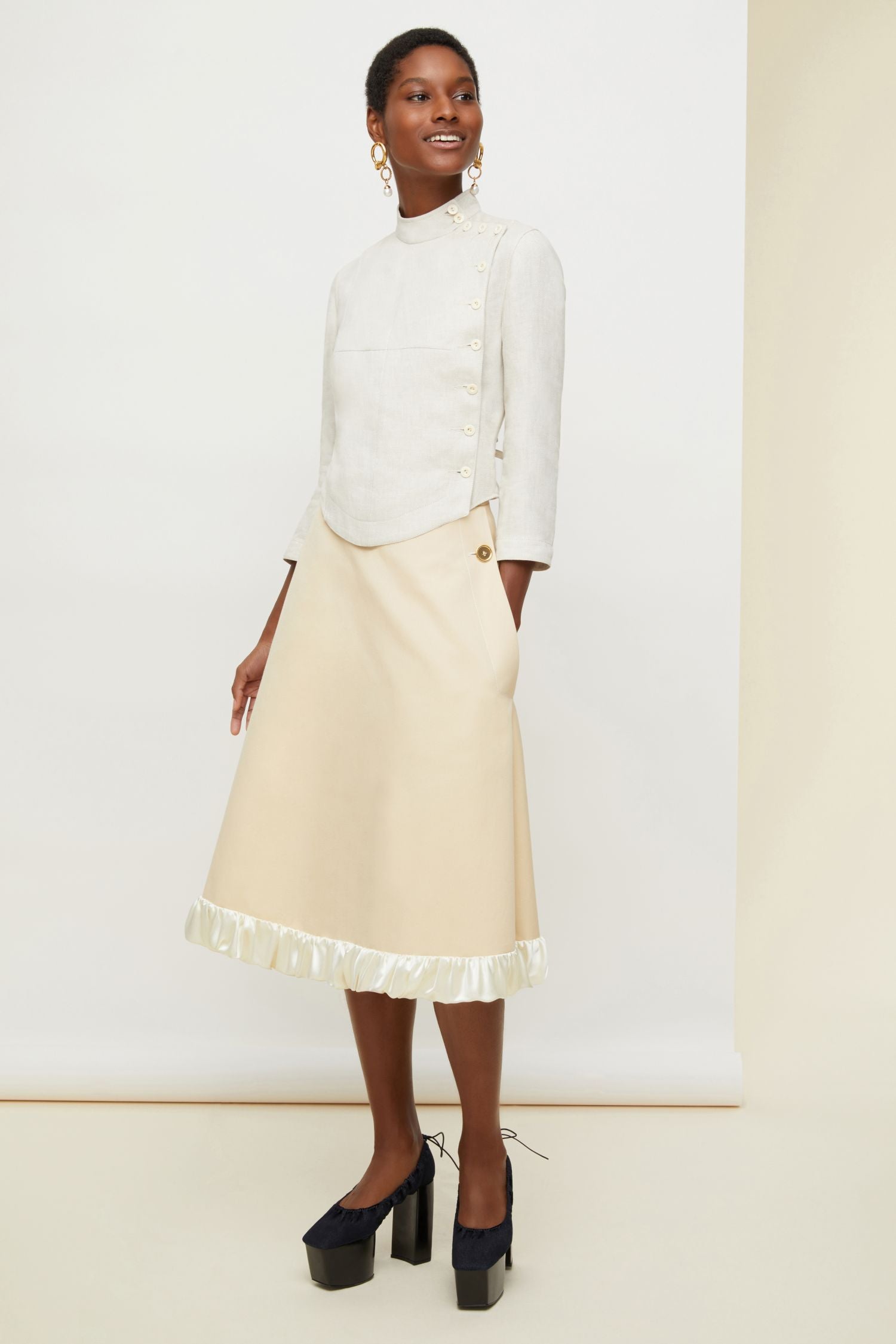 Veste d'escrime en lin et soie - Crème