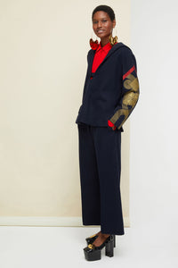 Embroidered wool and cashmere sailor's shirt - Navy blue