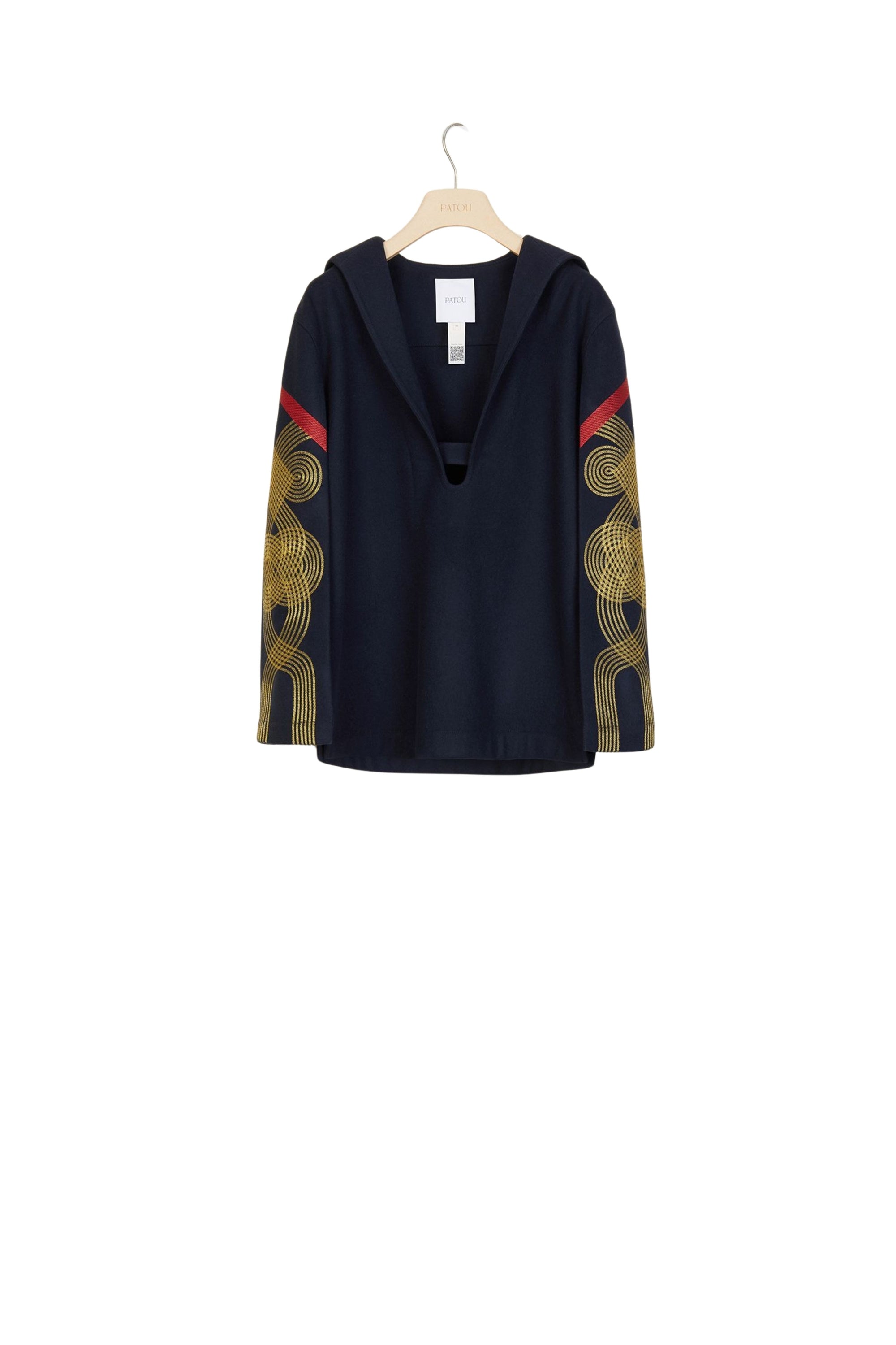Embroidered wool and cashmere sailor's shirt - Navy blue